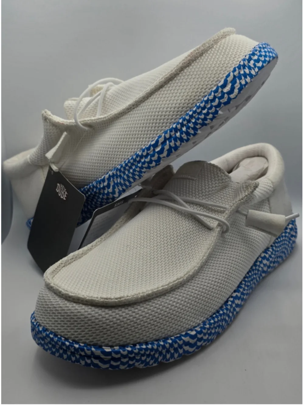 Men's Hey Dude Sneakers White and Blue Size 9